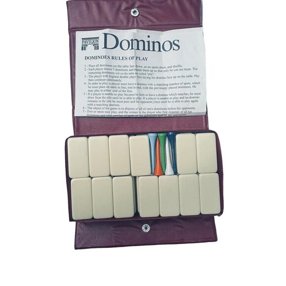Vintage Dominoes By Pavilion With Instructions Case & 55 Dominoes - Picture 1 of 7